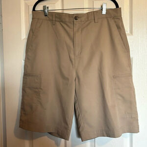 Adidas men’s tan 11” inseam cargo shorts size 34